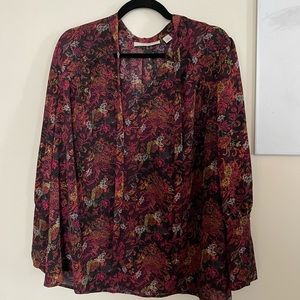 Sejour floral long sleeve print top, size 2X